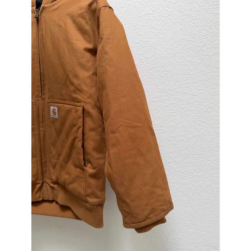 Carhartt Quilted Lined Hooded Jacket Boys Size Large (14-16) Tan Vintage Cotton - Picture 12 of 16